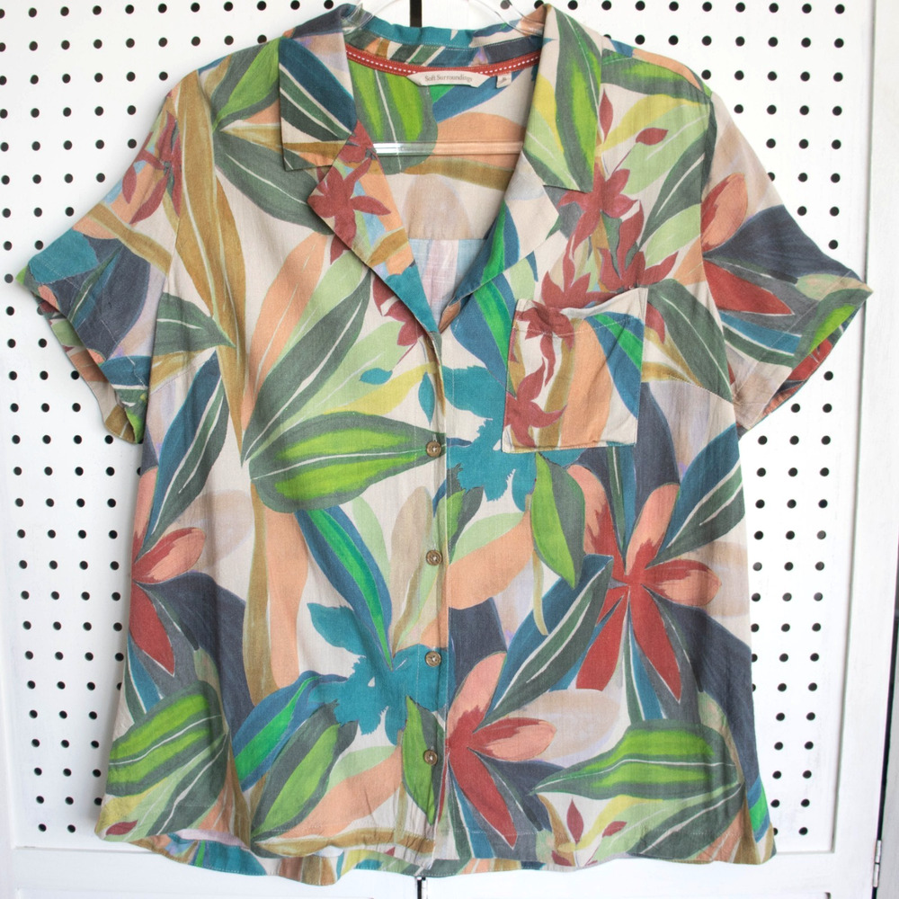 Soft Surroundings Womens SIZE XL Button‎ Up Shirt Floral Multicolor